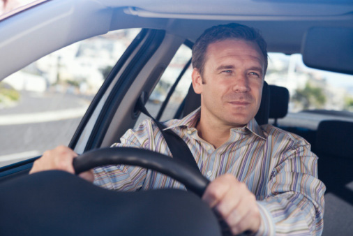 Man driving car