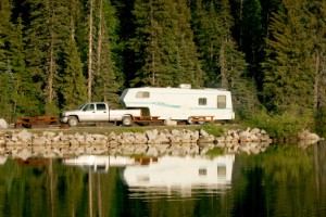 RV Parked by the Lake
