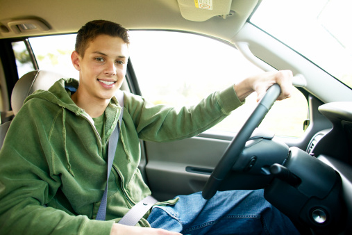 Teen driver in car