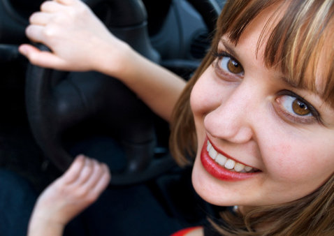 Smiling woman driver