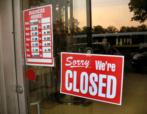 Business hours and closed signs